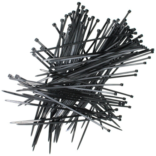 100 stk. pakke 12" netværkskabel SORT bindebånd 52lbs lynlås nylon