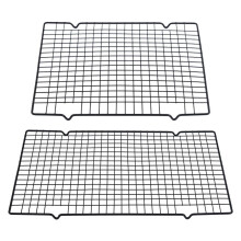 2 Pcs Non-Stick Cold Rack Loaf Bread Home Baking Supply Black Tinsel Rectangle Design Cooling Rack