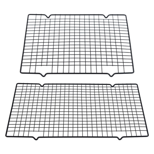 2 Pcs Non-Stick Cold Rack Loaf Bread Home Baking Supply Black Tinsel Rectangle Design Cooling Rack