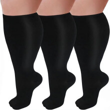 Yoyauz Plus Size Compression Socks, For Men And Women, 15-20mmHg Extra-wide Calf And Knee Length Stockings To Support Blood Circulation