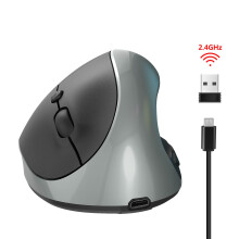 Mouse vertical wireless reîncărcabil 2.4G, design ergonomic, rază de acțiune de 10 m, baterie de 600 mAh, compatibil cu Office și jocuri