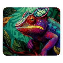 Mouse pad pătrat de 8,3x9,8" cu imprimeu drăguț de cameleon, bază antiderapantă din cauciuc cu margini cusute, pentru jocuri pe laptop, decor