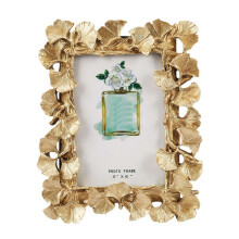 Cadre photo rétro en résine ckepdyeh, feuille de ginkgo dorée, décoration intérieure