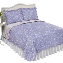 Collections Etc Couette réversible à motif floral avec bords festonnés et design bicolore, lavande, grand lit/queen