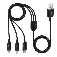 Cabo divisor micro USB portátil 3 em 1, cabo multifuncional para dados