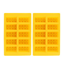 Lot de 2 moules à glaçons jaunes à 10 compartiments, en silicone, pour réaliser vos propres boissons. Compatibles avec les congélateurs