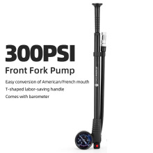 High Pressure Shock Pump 300 PSI with Gauge, compatible with Front Fork & Rear Suspension - Mini Bike Pump with Air Bleed for Road Mountain Bikes,