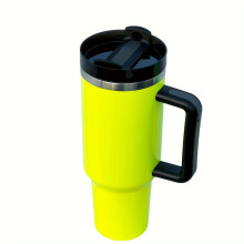 40oz Stainless Steel Thermal Water Bottle with Lid & Straw, Portable Tumbler with Handle, Compatible with Car, Office, Travel