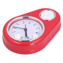 Réveil de cuisine/horloge murale 9 pouces rouge silencieuse à quartz multifonction pour usage domestique