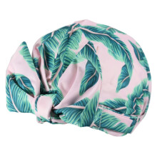 Waterproof Satin Shower Cap for Women with EVA Lining, Adjustable Band, Large Size Pink Purple
