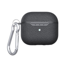 Elegant skal i fårskinn för Apple AirPods Pro, andra generationen, mjukt skydd med reptåliga funktioner, stöder trådlös laddning