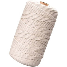 Natural Cotton Macrame Cord, Beautiful Natural Color Macrame String, Eco-Friendly 4 Strand Twisted Macrame Rope For Handmade Macrame Decor, Great for