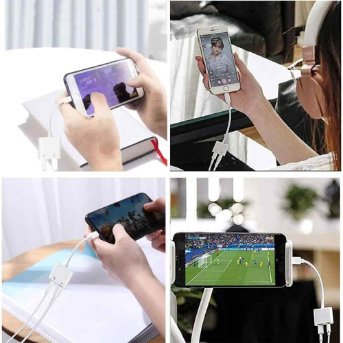 Apple MFi Certified Multi Function Headphone Adapter, Listen To Music And Charge Simultaneously, Support Calling Function, For iPhone Models From 14 T 1