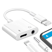Apple MFi-certifierad multifunktionsadapter för hörlurar, lyssna på musik och laddning samtidigt, stöd för samtalsfunktion, för iPhone-modeller