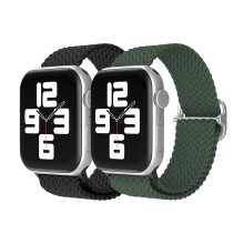 Flettet Solo Loop for Apple Watch, justerbare, elastiske sportsreimer i resirkulert polyamid for kvinner og menn, elastiske nylonreimer kompatible