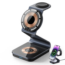 Innovativ trådlös laddningsstation, 15W snabb magnetisk laddning för iPhone, Apple Watch, AirPods, bärbar reseladdare, säkerhetsfunktioner,