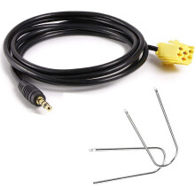 Adaptor auxiliar radio auto pentru sunet auto italian, adaptor AUX cu mufă de 3,5 mm la conexiune ISO cu 6 pini, cablu auxiliar pentru modele Fiat