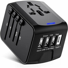 Globálny napájací rozbočovač, univerzálny cestovný adaptér s nabíjacími portami USB-C, výstup 5V/3,4A typu C, inteligentný čip pre