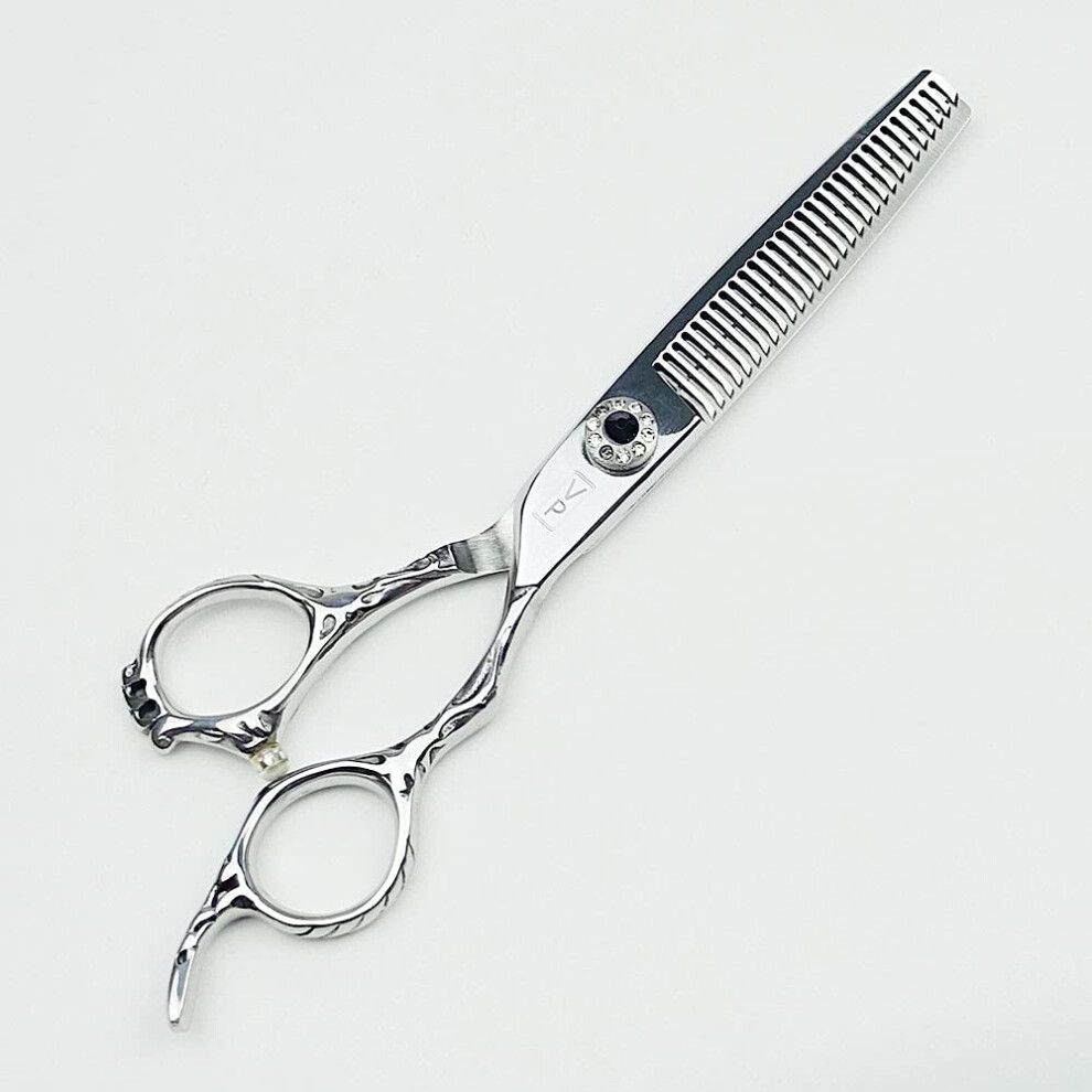 Green Professional Japanese Hair Cutting Scissors 6 Inch Barber Shears Stainless Steel With Finger Rest