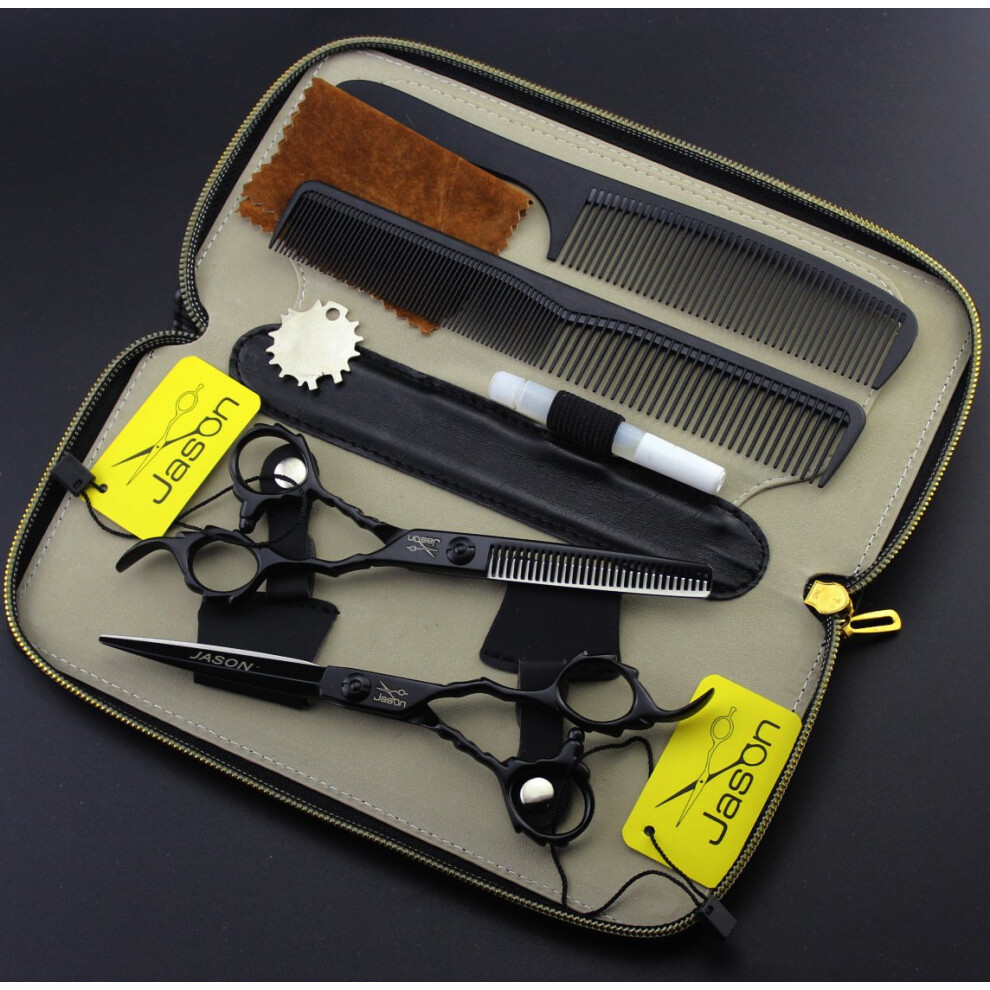 Professional 6 Inch Hairdressing Scissors Set with Precision Blades and Barber Thinning Shears