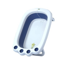 Baby Foldable Bathtub with Temperature Display and Suspended Support Mat for Small Spaces