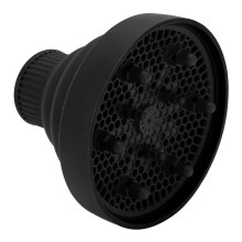 Universal Collapsible Silicone Hair Dryer Diffuser for Curly Hair, Even Airflow and Frizz Reduction, Black