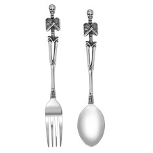 Halloween Silverware Set, Stainless Steel Skull Fork and Spoon, Elegant Gothic Cutlery for Party Dining