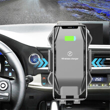 Carregador sem fio para carro lulshou para todos os smartphones, carregamento rápido de 10 W, carregador sem fio para carro com fixação