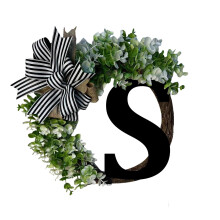 Guirlanda de Letras Begine Vine, Guirlanda de Porta de Entrada Exclusiva com Laço e Placa de Boas-Vindas, Ideal para Decoração de Casa de Campo.