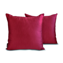 HomeCentric Federe decorative rosse, confezione da 2, 35x35 cm, copricuscino in raso per divano - Raso fiammato rosso intenso