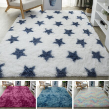 Hariumiu Long Plush Tie-Dye Area Rug Modern Star Soft Fluffy Non-slip Machine Washable Living Room Bedroom Kids Room Shaggy Floor Carpet