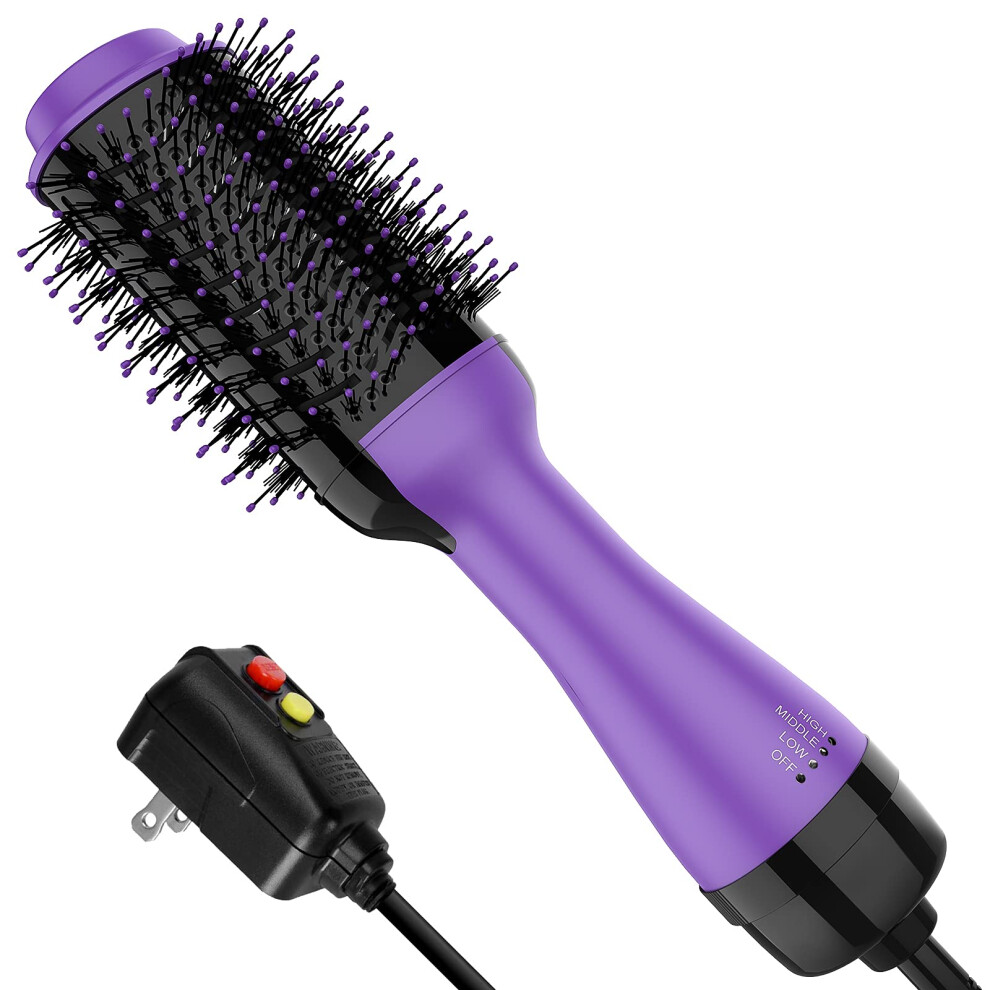 Purple Hair Dryer Brush And Blow Dryer Brush 2In1 Styler For Straightening And Curling,