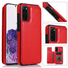 Kompatybilny z Samsung Galaxy S20FE - Praktyczne i skuteczne etui z miejscem na kartę, czerwone