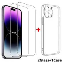 2 kpl karkaistua lasia + 1 suojakuori, joka on yhteensopiva iPhone 16 15 14 13 12 11Pro Maxin, 7 8X XS XR:n ja 15Pro:n kanssa - suojalasisetti