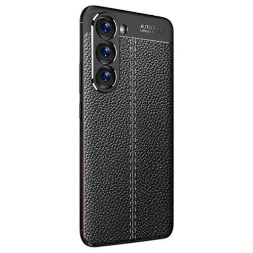 Cover compatibile con Samsung Galaxy S23Plus, texture litchi nera 1
