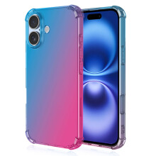Kompatybilny z iPhone'em 16 Plus - Stylowe ochronne etui silikonowe z gradientem w kolorze niebieskim/różowym