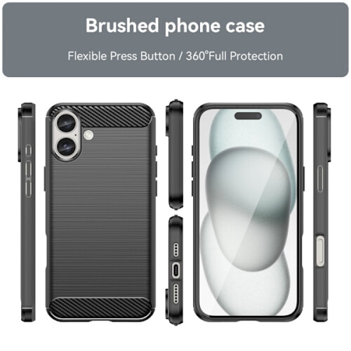 Capa para iPhone 16 Plus em aço escovado preto 1