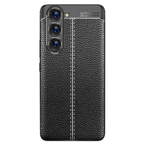Cover compatibile con Samsung Galaxy S23Plus, texture litchi nera
