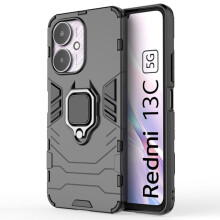 Kompatybilny z Xiaomi Redmi13C4G Shell Armor Hybrid Kickstand w kolorze czarnym