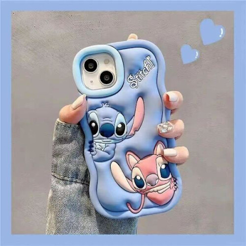 (Compatível com Samsung S21) Capa de silicone azul para celular com o tema Lilo e Stitch 2
