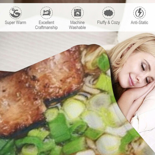 Κουβέρτα Ramen με πορτοκαλί noodles, αστείο δώρο φαγητού, απαλή ζεστή φανέλα 50x60 ιντσών 2