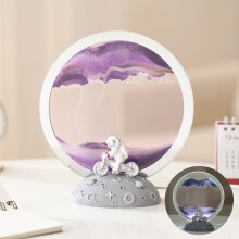 Luminária de mesa Txmfgh Moving Sand Art - Ampulheta giratória 360, USB, luz azul/roxa regulável. Ideal para sala de estar, quarto e para