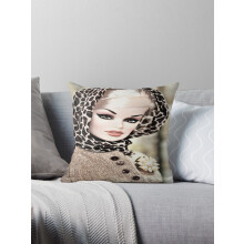 Una NUOVA sciarpa vintage diva bambola moda barbie stampa maschera Copricuscini Fodere Copricuscino Divano 18X18 pollici