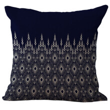 SANAG Federa per cuscino decorativo in cotone e lino con stampa floreale blu e bianca, 45x45 cm (18x18 pollici)