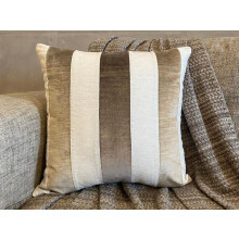 Fodera per cuscino decorativo, marrone 35x35 cm, fodere per cuscini, cuscini decorativi patchwork in velluto per divano, motivo a righe stile moderno