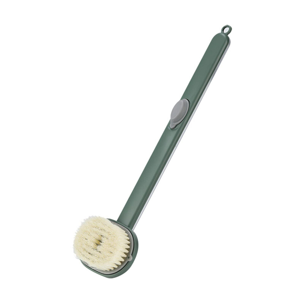 Green Long Handle Bath Brush With Soft Nylon Bristles And Builtin Soap Reservoir For Gentle Exfoliation,