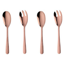 2X Big Salad Serving Spoon Fork Set Mix Spoons Hot Pot Porridge Tool Public Kitchenware Using Buffet Utensil- Gold