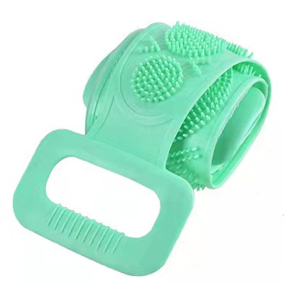 Green 2Pack Silicone Bath Brush Long Handle Back Scrubber Dualsided Exfoliation 70Cm Mint