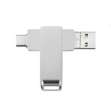 Pen drive USB-C de 16 GB, 2 em 1, USB 3.0, alta velocidade, OTG, em metal, para Android, MacBook e tablets, cinza.