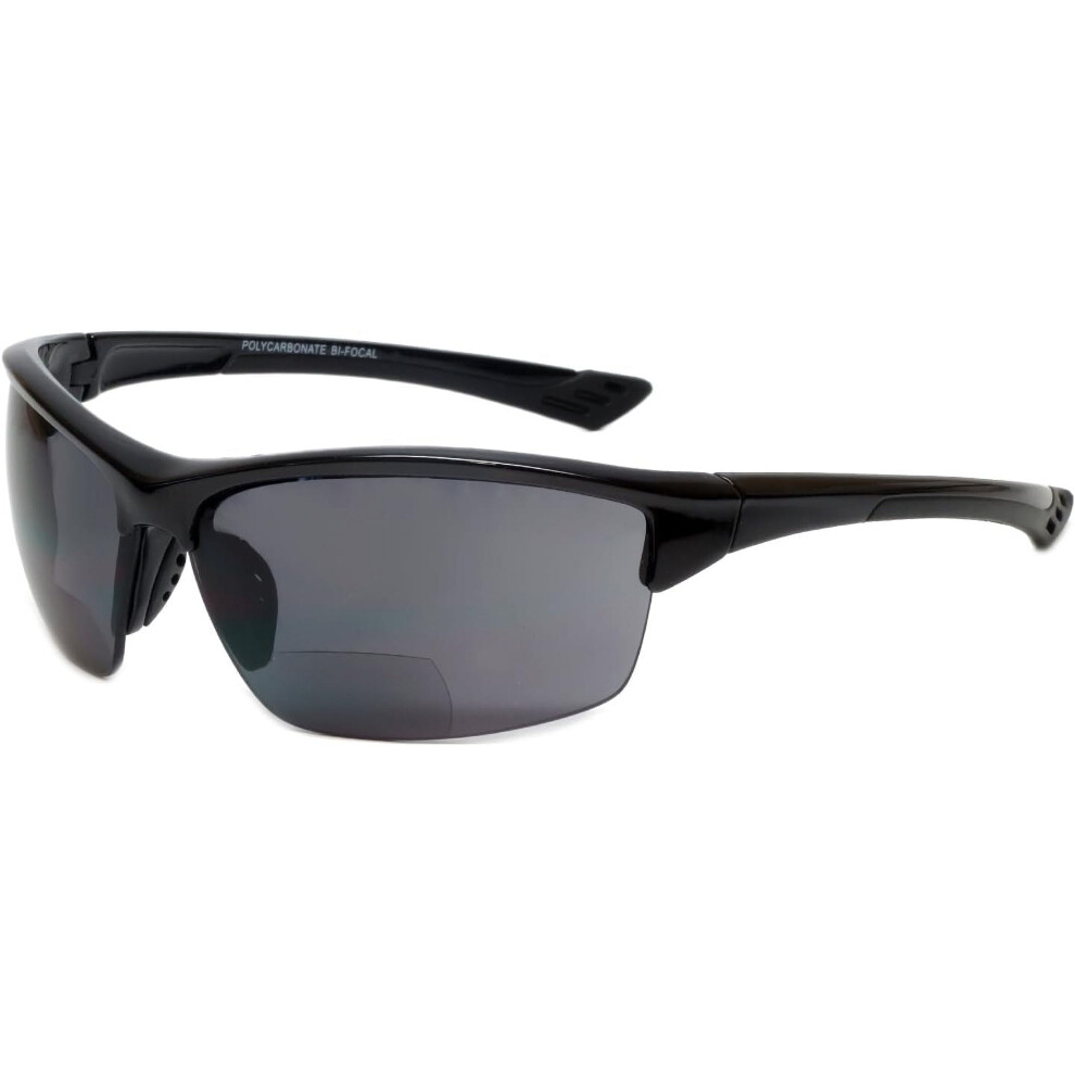 2Pcs Sport 202Bf Bifocal Reading Safety Glasses Readers Men Women Anti Fog Wrap Around Tinted Uv Protection Semi-Rimless 9448990296255